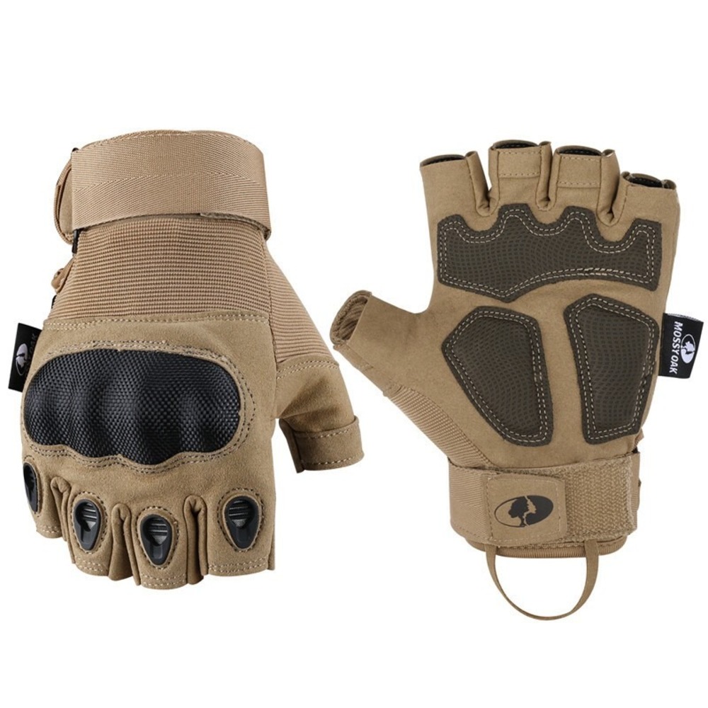 Mossy Oak Fingerless Tactical Gloves Mens Medium Tan Hunting Cycling New NWT